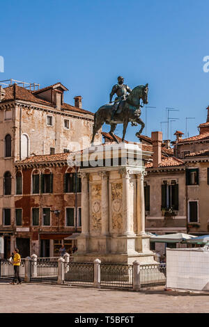 Statua equestre di Bartolomeo Colleoni, Venezia Foto Stock