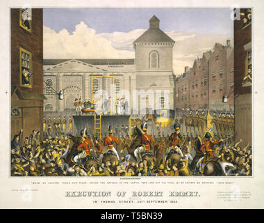 Esecuzione di Robert Emmet in Thomas Street, XX SETTEMBRE 1803, litografia, Gies e società, 1878 Foto Stock