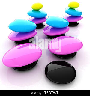 Colorfull spa pietre. Icone 3D Foto Stock