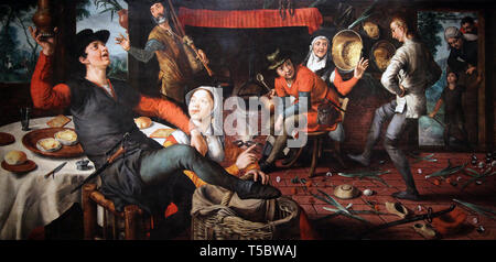 The Egg Dance 1592 di Pieter Aertsen (1508-1575) pittore olandese. Foto Stock