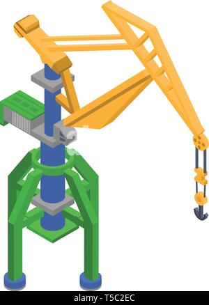 Gru portuale icona, stile isometrico Illustrazione Vettoriale