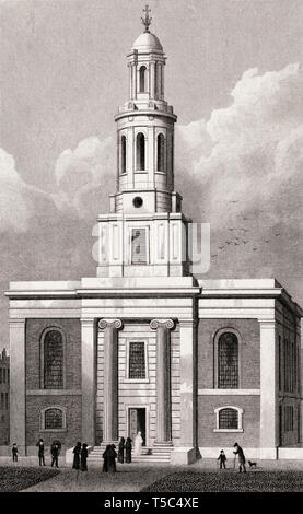 La Chiesa di San Giovanni Battista, Hoxton, illustrazione di Th. H. Pastore, 1828 Foto Stock