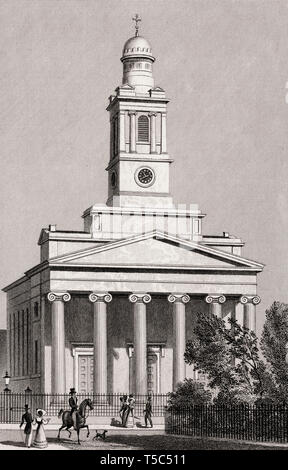 La Chiesa di San Pietro, Eaton Square, illustrazione di Th. H. Pastore, 1828 Foto Stock