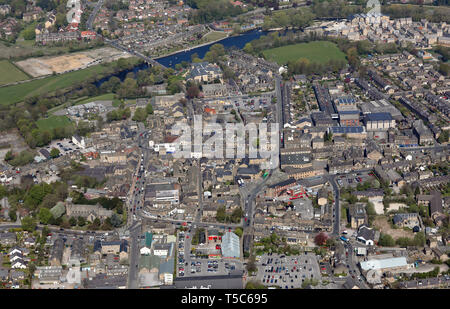 Vista aerea di Otley Town Center, West Yorkshire Foto Stock