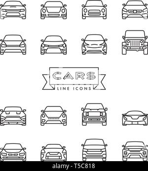 Collezione di auto moderne le icone della linea illustrazione vettoriale Illustrazione Vettoriale