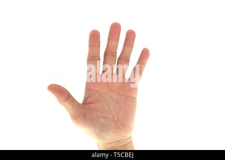 Esercito/Swat Tactical segnali a mano / segnale : 5 (cinque) isolato su sfondo bianco.Alta risoluzione galleria di immagini. Foto Stock