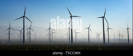 Le turbine eoliche presso il San Gorgonio Wind Farm in Palm Springs, California USA Foto Stock