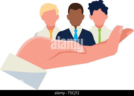 Mano gli imprenditori di sollevamento gruppo teamwork caratteri illustrazione vettoriale design Illustrazione Vettoriale