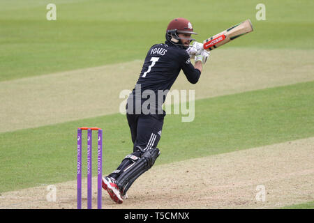 Londra, Regno Unito. 23 Aprile 2019: Ben Foakes del Surrey batting durante il Surrey v Essex, Royal London un giorno Cup match alla Kia ovale. Credito: Mitchell Gunn/ESPA-images/Alamy Live News Foto Stock