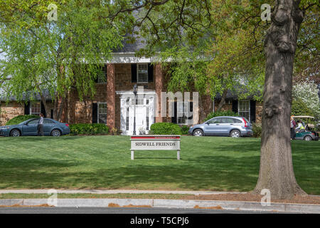 Sidwell amici della scuola; 3825 Wisconsin Avenue, Northwest; Washington, DC 20016 il 22 aprile 2019. Credito: Ron Sachs / CNP (restrizione: NO New York o New Jersey o giornali quotidiani nel raggio di 75 miglia da New York City) | utilizzo in tutto il mondo Foto Stock