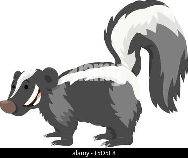 Cartoon illustrazione della Skunk divertente animale selvatico carattere Illustrazione Vettoriale