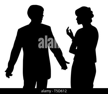 L uomo e la donna a litigare. Giovane con problemi di relazione. Illustrazione Vettoriale