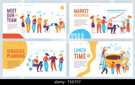 Set di quattro diversi business del vettore concept design delle diapositive Illustrazione Vettoriale