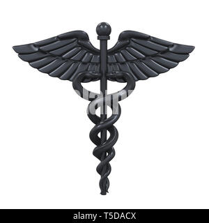 Caduceo simbolo medico isolato Foto Stock