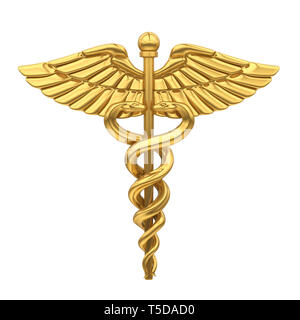 Caduceo simbolo medico isolato Foto Stock