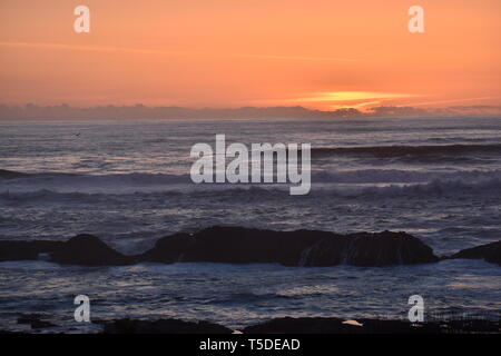 Oregon Coast tramonto in sequenza dalla stessa vantage point Foto Stock