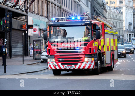 Vigili del fuoco auto, Giamaica Str Centro Città Glasgow Scozia 21 Aprile 2019 Foto Stock