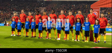 Bruxelles, Belgio - 21 Marzo 2019. Belgio la squadra nazionale precedendo di UEFA EURO 2020 match di qualificazione Belgio vs Russia a Bruxelles. Foto Stock