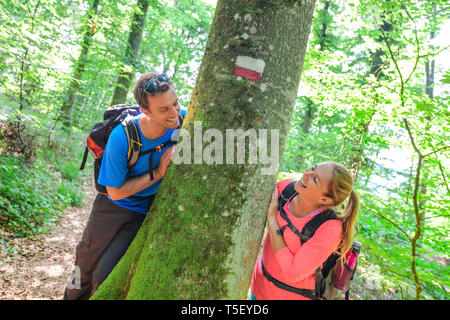 Avventura escursione vicino Dollnstein in Baviera Foto Stock