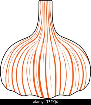 Icona di aglio. Linea sottile con riempimento arancione Design. Illustrazione Vettoriale. Illustrazione Vettoriale