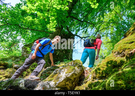 Avventura escursione vicino Dollnstein in Baviera Foto Stock