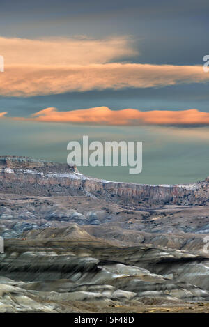 Le cattive terre dalla strada a El Chalten, Los Glaciares NP, Argentina Foto Stock