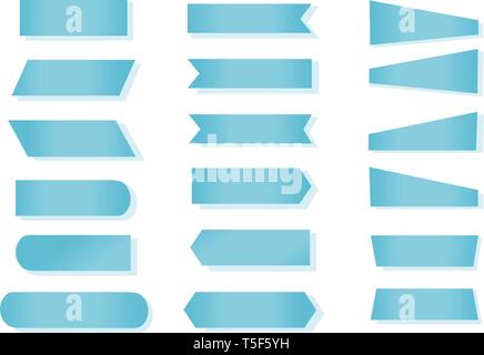 Impostare banner blu vettore icone sullo sfondo bianco. Illustrazione Vettoriale