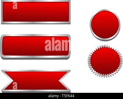 Impostare il pulsante rosso vettore backgroun bianco. Illustrazione Vettoriale