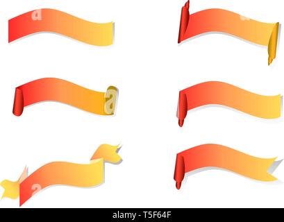 Impostare nastro rosso vettore banner su sfondo bianco. Illustrazione Vettoriale