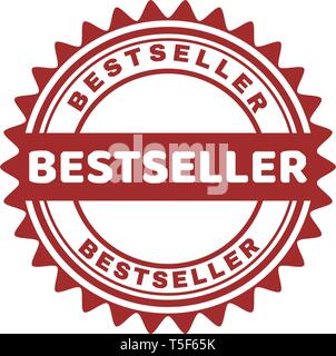 Francobollo rosso best-seller vettore su sfondo bianco. Illustrazione Vettoriale