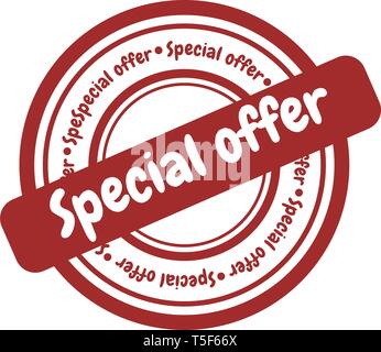 Francobollo rosso Offerte speciali vettore su sfondo bianco. Illustrazione Vettoriale