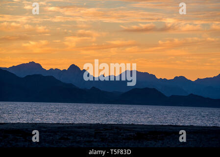 Tramonto, Baia di Loreto Nat. Parco, Baja California Sur, Messico. Foto Stock