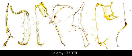 Raccolta di schizzi di olio su sfondo bianco Foto Stock