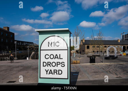 Caduta di carbone's Yard un nuovo quartiere di retail, parte del re di rigenerazione incrociata, progetto di King Cross a Londra, Inghilterra, Regno Unito Foto Stock