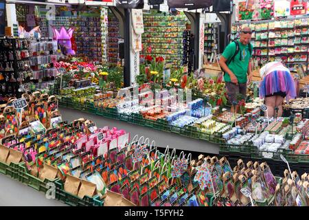 AMSTERDAM, Paesi Bassi - 8 Luglio 2017: la gente visita il mercato dei fiori (Bloemenmarkt) in Amsterdam, Paesi Bassi. Bloemenmarkt è il famoso fiore mark Foto Stock