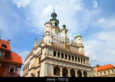 Poznan, Polonia - architettura della città. Grande Polonia provincia (Wielkopolska). Famoso vecchio Municipio in piazza principale (Piazza Rynek). Foto Stock