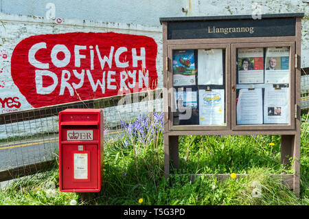 Cofiwch Dryweryn graffiti omaggio a Llangrannog, Ceredigion, Galles (Engl. "Ricordate Tryweryn') Aprile 2019 Foto Stock