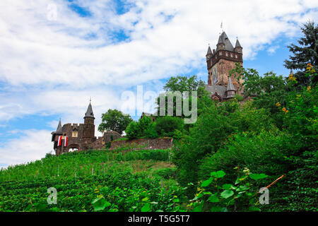 Castello di Cochem, una cittadina sulla Mosella in Germania. Foto Stock