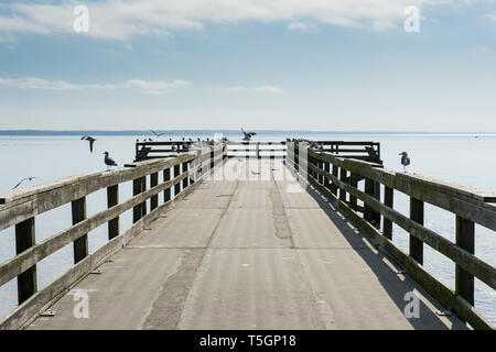 Stati Uniti d'America, Alabama, Mobile, Pier nell'USS Alabama Battleship Memorial Park Foto Stock