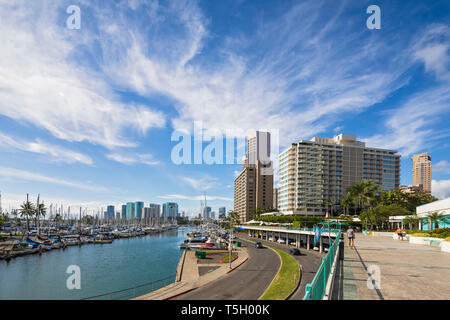 Stati Uniti d'America, Hawaii, Oahu, Honolulu, Ala Wai Boat Harbour Foto Stock