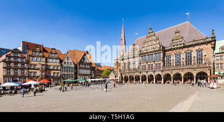La Germania, la libera città anseatica di Brema, la piazza del mercato, il municipio Foto Stock