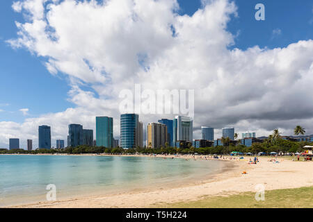 Stati Uniti d'America, Hawaii, Oahu, Honolulu Ala Moana Beach Foto Stock