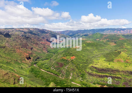 Stati Uniti d'America, Hawaii, Kaua'i, Waimea Canyon State Park, vista del Canyon di Waimea, il Fosso di Waimea, Mokihana Valley e Nihoa Gulch Foto Stock