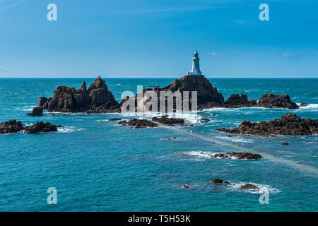 Regno Unito, Isole del Canale, Jersey, La Corbiere lighthouse Foto Stock
