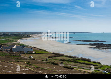 Regno Unito, Isole del Canale, Jersey, si affacciano su San Ouens bay Foto Stock