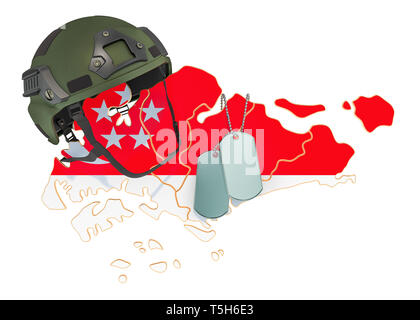 La forza militare di Singapore, esercito o concetto di guerra. 3D rendering isolati su sfondo bianco Foto Stock