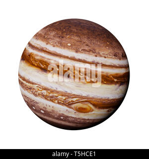 Il pianeta Giove isolati su sfondo bianco Foto Stock