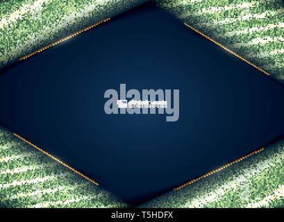 Gradiente astratto blu scuro la tecnologia di lusso con oro luccica sullo sfondo del modello. È possibile utilizzare per inserzione, poster, presentazione, layout, grafica, coperchio Illustrazione Vettoriale