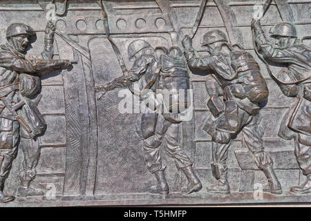 Pannello di rilievo del Memoriale della Seconda Guerra Mondiale a Washington DC Foto Stock