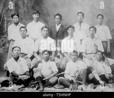 Cinese squadra di baseball, Honolulu 1910. Foto Stock